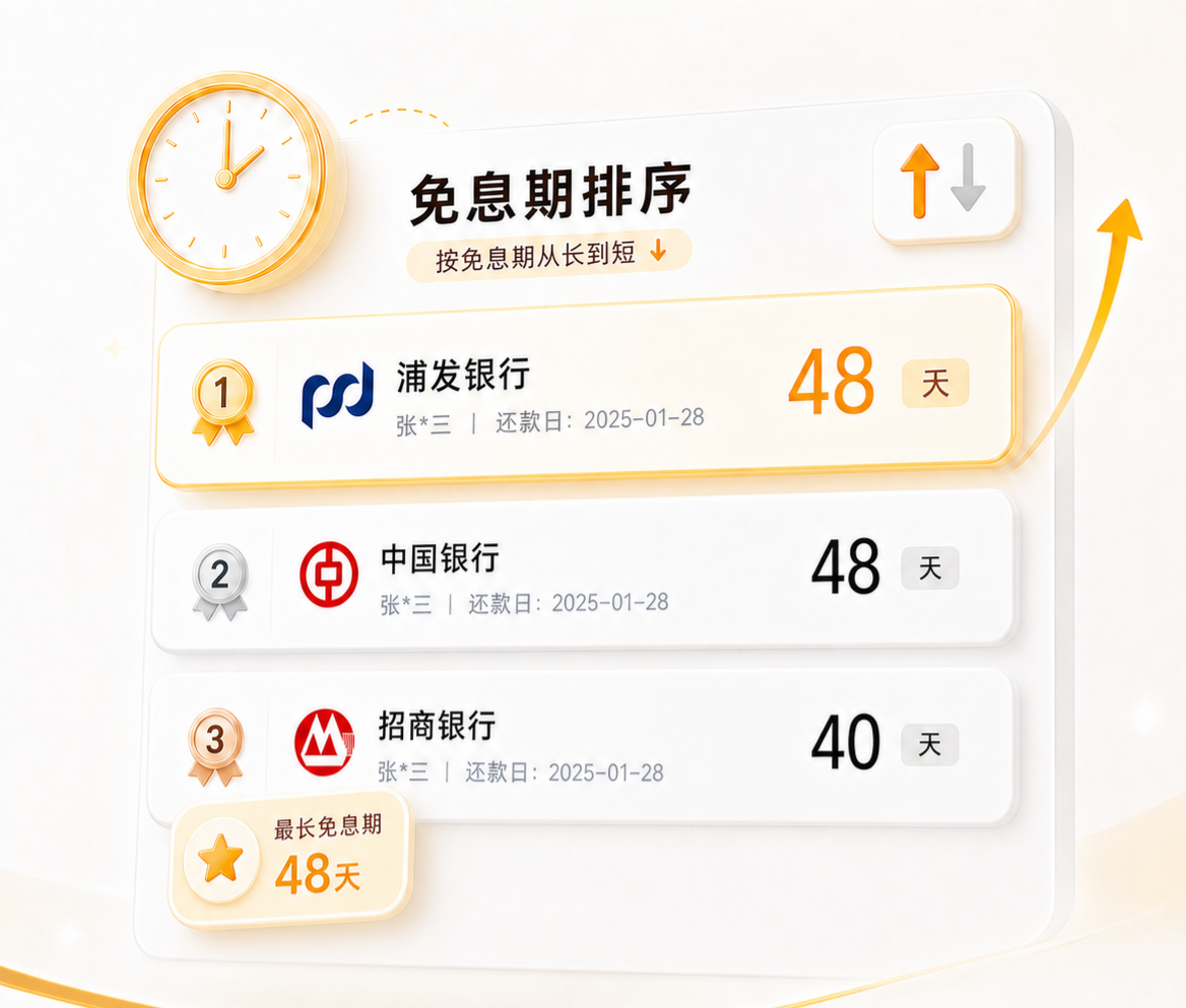 免息期排序功能展示